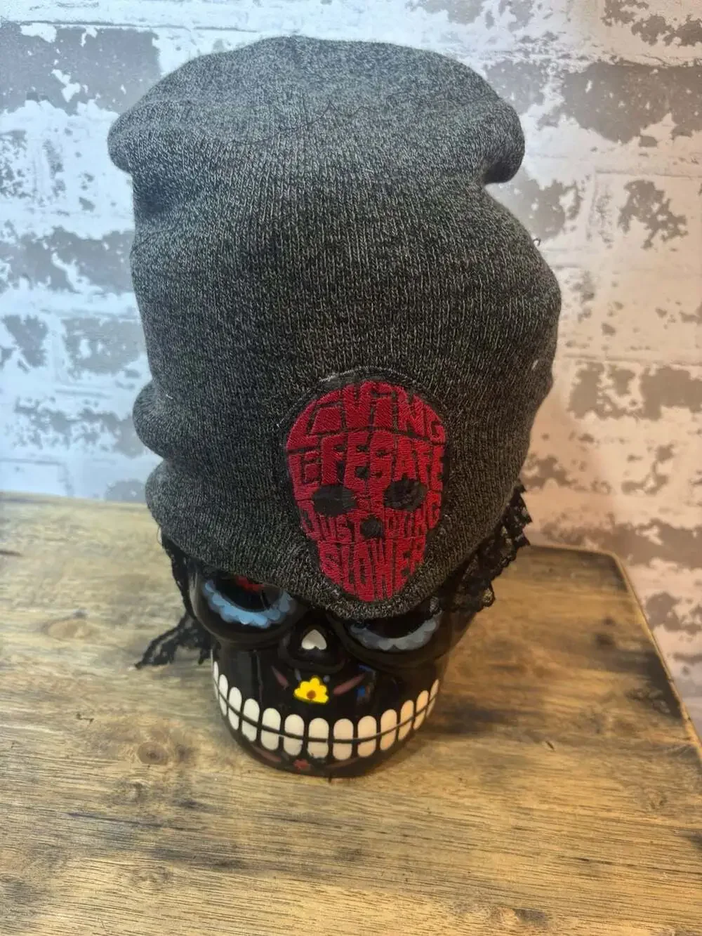 Bumpin Uglies embroidered with Living Life Safe Just Dying Slower Patch one of a
